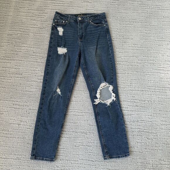 Indigo Reign Ripped Jeans Distressed Womens Size 7 (27) High Rise Straight Leg - Picture 7 of 12